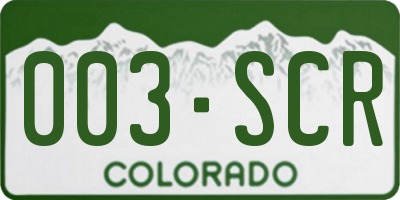 CO license plate 003SCR