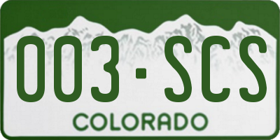 CO license plate 003SCS