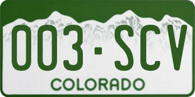 CO license plate 003SCV