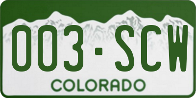 CO license plate 003SCW