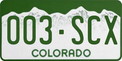 CO license plate 003SCX