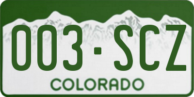 CO license plate 003SCZ