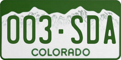 CO license plate 003SDA