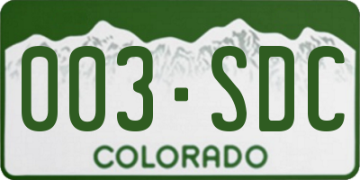 CO license plate 003SDC