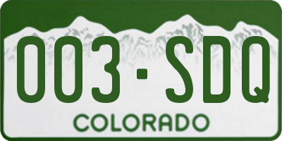 CO license plate 003SDQ
