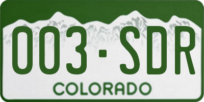 CO license plate 003SDR