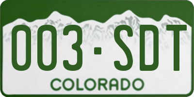 CO license plate 003SDT