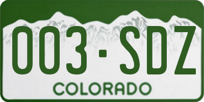 CO license plate 003SDZ