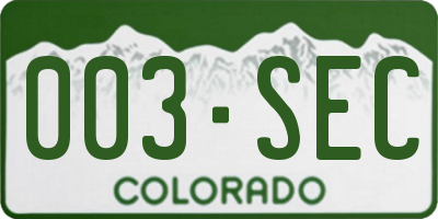 CO license plate 003SEC