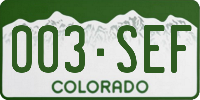 CO license plate 003SEF