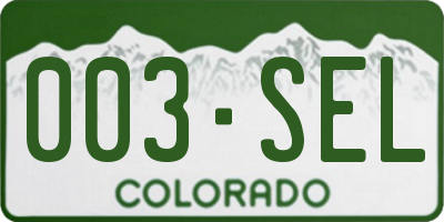 CO license plate 003SEL