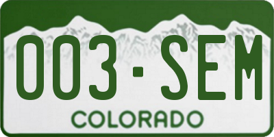 CO license plate 003SEM