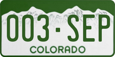 CO license plate 003SEP