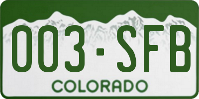 CO license plate 003SFB