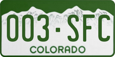 CO license plate 003SFC