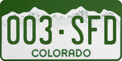 CO license plate 003SFD