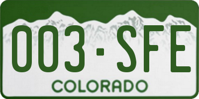 CO license plate 003SFE