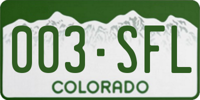 CO license plate 003SFL