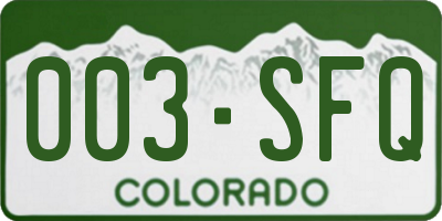 CO license plate 003SFQ