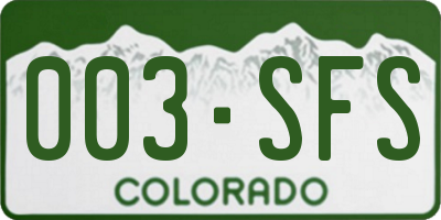 CO license plate 003SFS