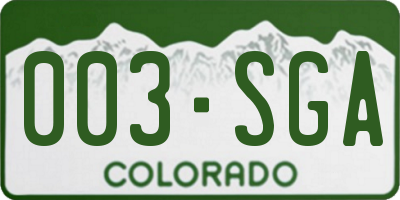 CO license plate 003SGA