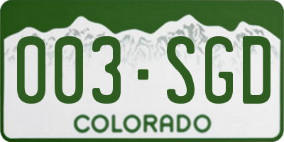 CO license plate 003SGD