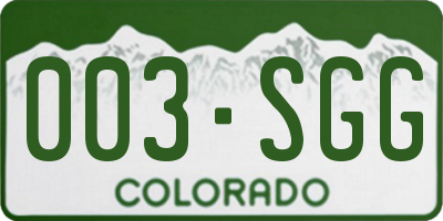 CO license plate 003SGG