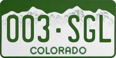 CO license plate 003SGL