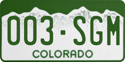 CO license plate 003SGM