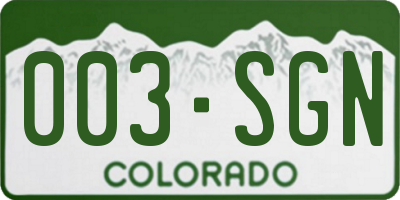 CO license plate 003SGN