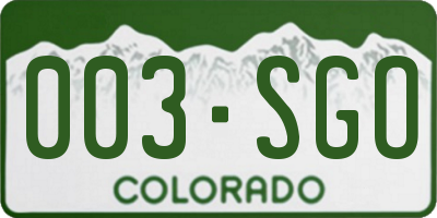CO license plate 003SGO