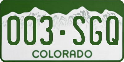 CO license plate 003SGQ