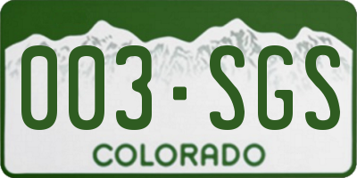 CO license plate 003SGS