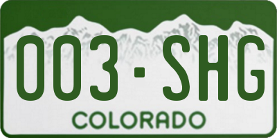 CO license plate 003SHG