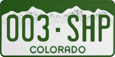 CO license plate 003SHP