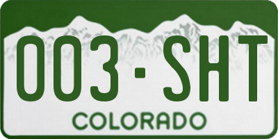 CO license plate 003SHT