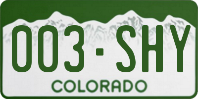CO license plate 003SHY