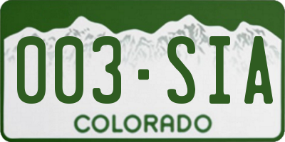 CO license plate 003SIA