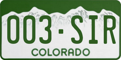 CO license plate 003SIR