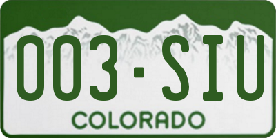 CO license plate 003SIU