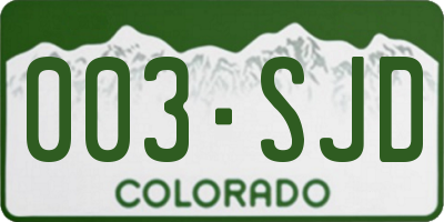 CO license plate 003SJD