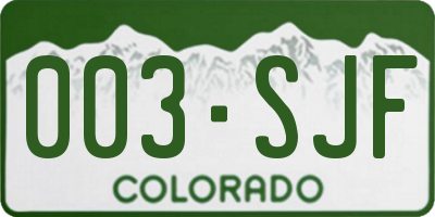 CO license plate 003SJF