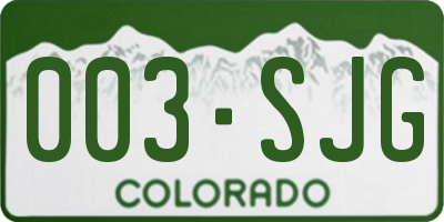 CO license plate 003SJG