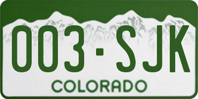CO license plate 003SJK