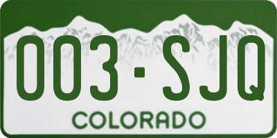 CO license plate 003SJQ