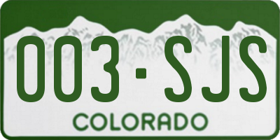 CO license plate 003SJS