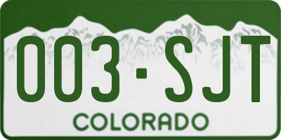 CO license plate 003SJT