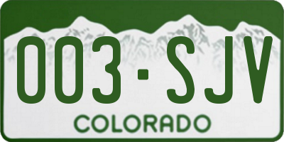CO license plate 003SJV