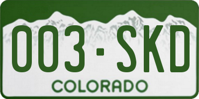 CO license plate 003SKD