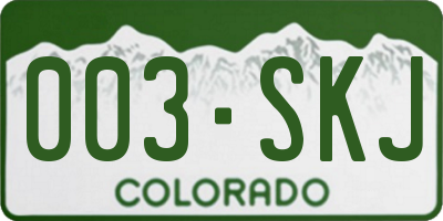 CO license plate 003SKJ